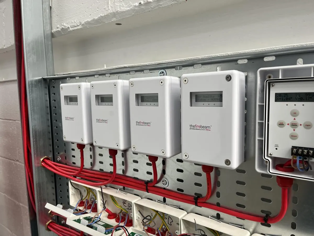 Firebeam Xtra beam detector installation by Faith Systems
